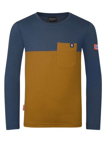 Trollkids Longsleeve "Bergen" in Hellbraun/ Dunkelblau
