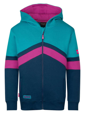 Trollkids Sweatjacke "Flekkefjord" in Dunkelblau/ Türkis
