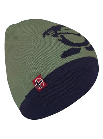 Trollkids Wende-Beanie "Troll" in Khaki/ Dunkelblau