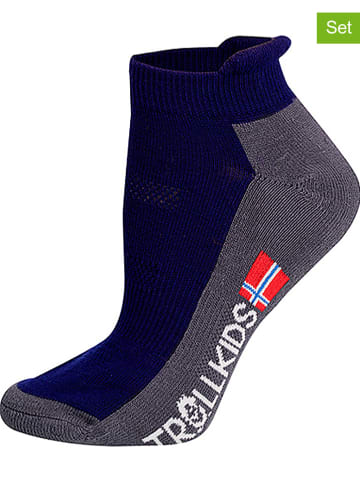 Trollkids Skarpety turystyczne (2 pary) "Low Cut Socks II" w kolorze granatowym