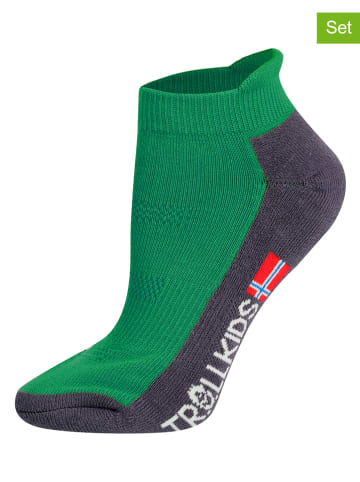 Trollkids Skarpety turystyczne (2 pary) "Low Cut Socks II" w kolorze zielonym