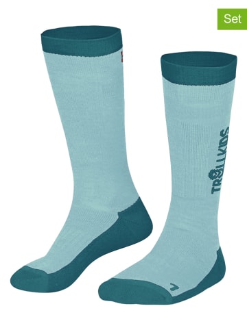 Trollkids 2er-Set: Ski-/ Snowboardsocken "Kids Ski" in Türkis