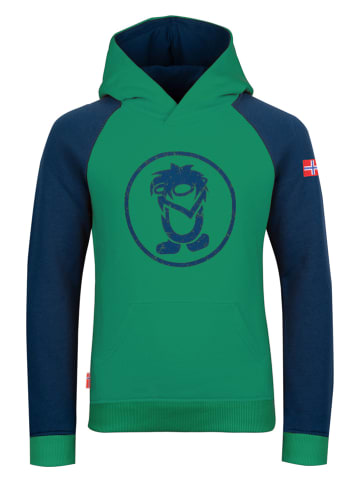 Trollkids Hoodie "Stavanger" in Grün/ Dunkelblau