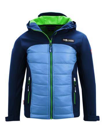 Trollkids Softshelljacke "Lysefjord" in Hellblau/ Dunkelblau/ Grün