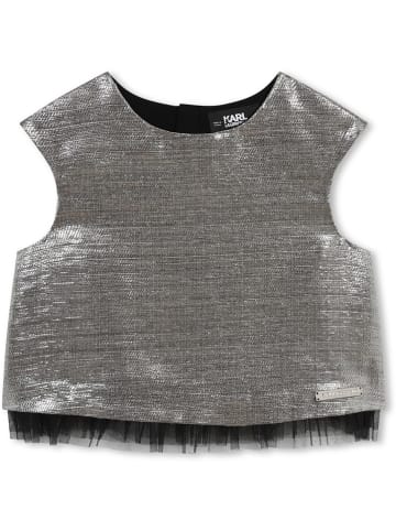 Karl Lagerfeld Kids Top in Silber/ Schwarz