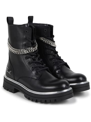 Karl Lagerfeld Kids Leder-Boots in Schwarz