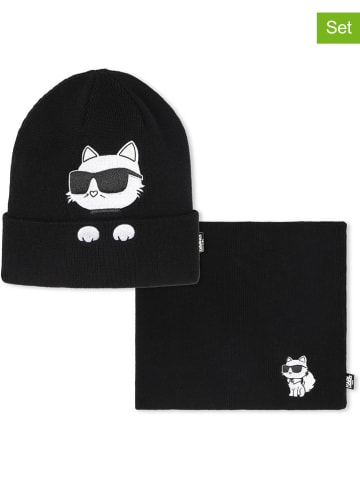 Karl Lagerfeld Kids 2tlg. Winteraccessoire-Set in Schwarz