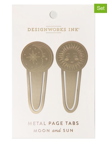 DESIGNWORKS INK ® 2-delige set: bladwijzers "Celestial" goudkleurig - (L)14 x (B)10 cm