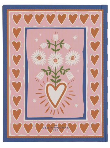 DESIGNWORKS INK ® Notitieboek "Hearts" lichtroze/rood/blauw - (L)19 x (B)15 cm