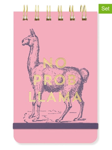 DESIGNWORKS INK ® 2er-Set: Notizbücher "No Prob Llama" in Rosa - (L)14 x (B)9 cm