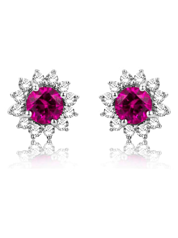 Diamant Exquis Złote kolczyki-wkrętki z diamentami i rubinami
