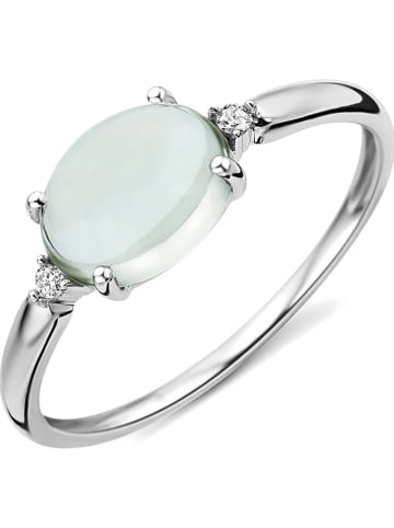 Revoni Witgouden ring met diamanten en amethist