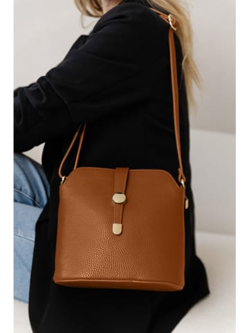 Lia Biassoni Leder-Umhängetasche in Hellbraun - (B)24 x (H)22 x (T)10 cm