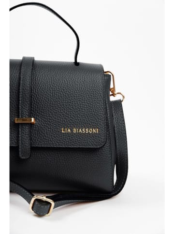 Lia Biassoni Leder-Henkeltasche in Schwarz - (B)23 x (H)19 x (T)12 cm