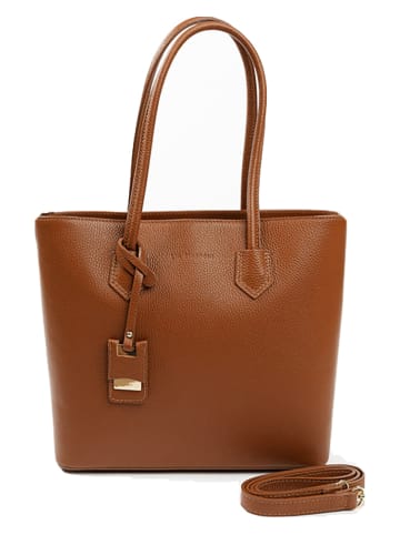 Lia Biassoni Leder-Schultertasche in Hellbraun - (B)34 x (H)29 x (T)12 cm