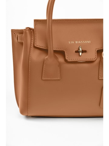 Lia Biassoni Leder-Henkeltasche in Hellbraun - (B)30 x (H)23 x (T)11 cm