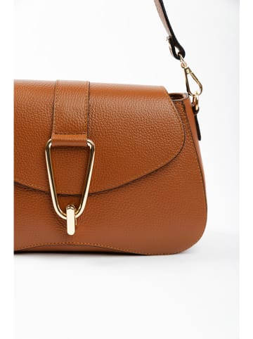 Lia Biassoni Skórzana torebka w kolorze jasnobrązowym - 27 x 18 x 8 cm