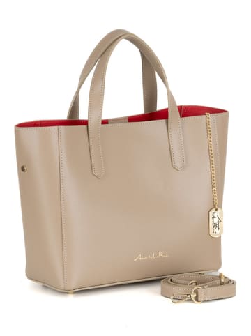 Anna Morellini Leder-Henkeltasche "Battista" in Beige - (B)29 x (H)14 x (T)14 cm