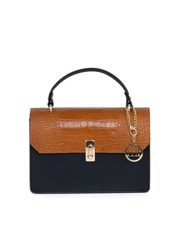 Mia Tomazzi Leder-Henkeltasche "Dottesio" in Schwarz/ Camel - (B)26 x (H)19 x (T)10 cm