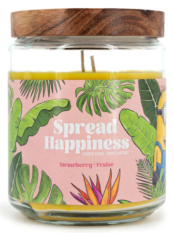 Minions Duftkerze "Minions Spread Happiness" in Gelb/ Rosa/ Grün - 510 g