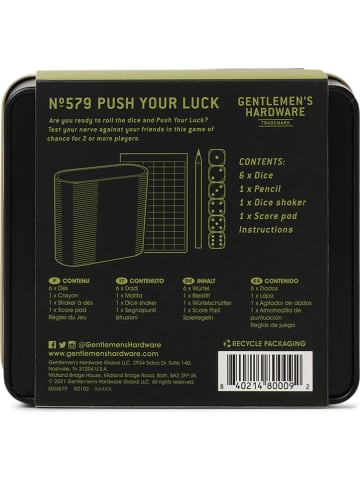 Gentlemen's Hardware Würfelspiel "Push Your Luck" in Schwarz