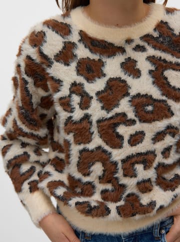 Vero Moda Girl Sweter "Jungle" w kolorze beżowo-jasnobrązowym