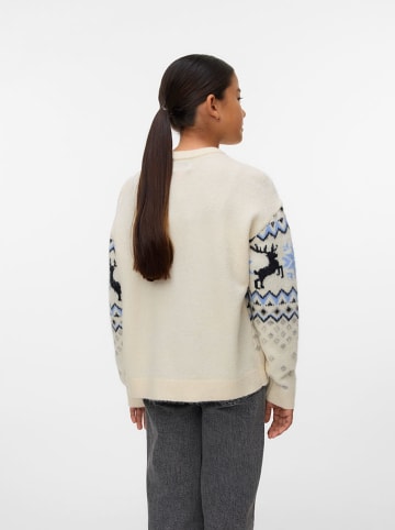 Vero Moda Girl Sweter "Santanordic" w kolorze kremowo-błękitno-czarnym