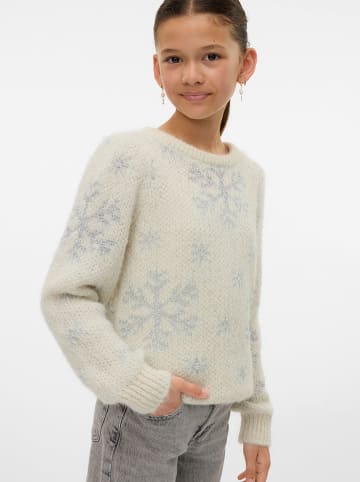 Vero Moda Girl Sweter "Newsnowyfrost" w kolorze kremowym