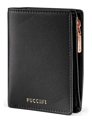 Puccini Skórzany portfel "Zen" w kolorze czarnym - 8,5 x 11,5 x 2 cm