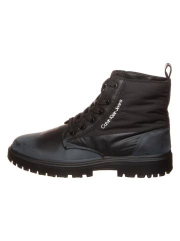 Calvin Klein Leder-Boots in Schwarz