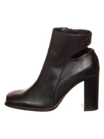 Calvin Klein Leder-Stiefeletten in Schwarz