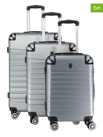 Canadian Peak 3-delige hardcase-trolleyset "Shockeak" zilverkleurig