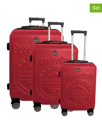 Canadian Peak 3tlg. Hardcase-Trolleyset "Stanisleak" in Rot