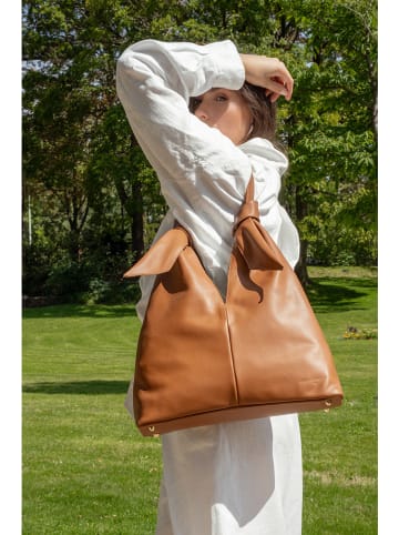 Christian Laurier Leder-Schultertasche "Halo" in Hellbraun - (B)38 x (H)40 x (T)10 cm