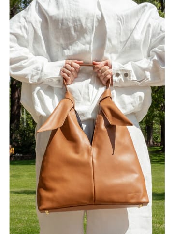 Christian Laurier Leder-Schultertasche "Halo" in Hellbraun - (B)38 x (H)40 x (T)10 cm