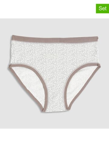 COTONELLA 3er-Set: Slips "Stampato" in Weiß/ Taupe