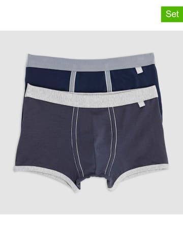 COTONELLA 2er-Set: Boxershorts in Dunkelblau/ Grau