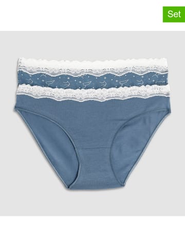 COTONELLA 2er-Set: Slips in Blaugrau