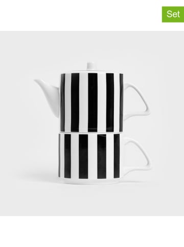 Homla 2tlg. Tea-for-One-Set "Breta" in Schwarz/ Weiß - 300 ml