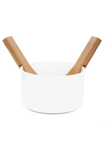 Homla 3-delige set: saladekommen "Fincan" wit/naturel - Ø 17 cm