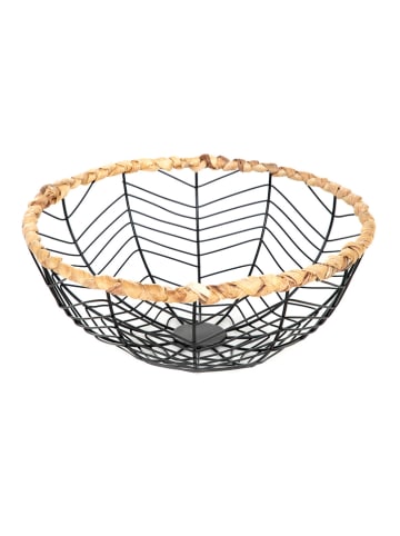 Homla Obstschale "Rund" in Schwarz/ Natur - (H)10 x Ø 25 cm