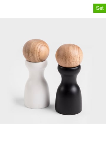 Homla 2tlg. Set: Salz- & Pfeffermühlen "Newgrind" in Schwarz/ Weiß - (H)15,5 cm