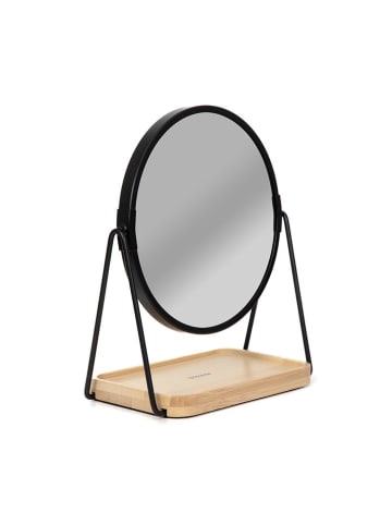 Homla Tischspiegel "Padma" in Schwarz/ Natur - (B)15,4 x (H)15,4 x (T)1,4 cm