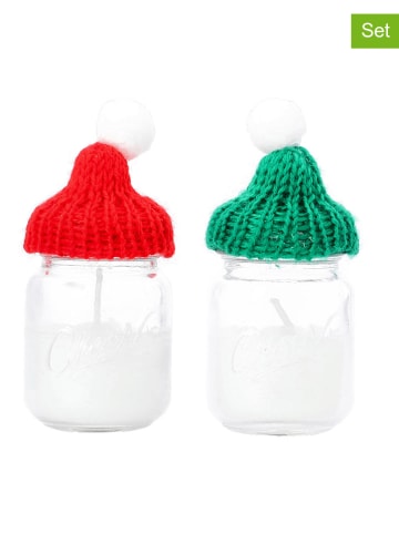 Homla 2-delige set: geurkaarsen "Minsie" rood/groen - (H)10 cm