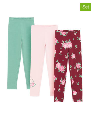 COOL CLUB 3er-Set: Leggings in Rot/ Rosa/ Türkis