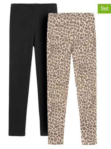 COOL CLUB 2er-Set: Leggings in Hellbraun/ Schwarz