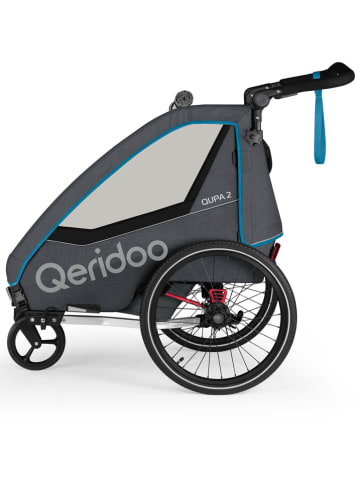 Qeridoo 3in1-Fahrradanhänger "QUPA 2" in Blau/ Grau