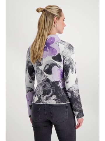 monari Pullover in Weiß/ Schwarz/ Lila
