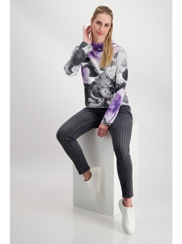 monari Pullover in Weiß/ Schwarz/ Lila