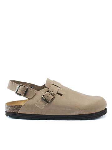 Mandel Leder-Halbsandalen in Beige